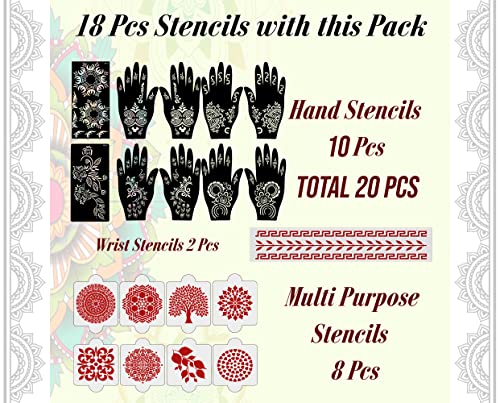 Ivana's Set of 20 Pcs Combo Pack, Reusable Mehandi Design Sticker Stencils for Both Hand | Mehndi Stencil Sticker | Quick and Easy to Use, for Girls, Women, Kids & Teen, D-2239 - Image 4