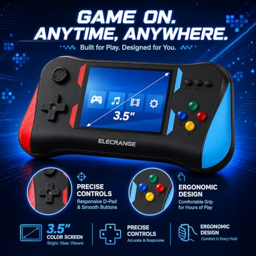 Image of Super X7M Game Box Handheld Retro Gaming Console with 500 Built-in Classic Games, 3.5 Inch Colour Screen, Rechargeable Battery, TV Output, Portable Video Game Player for Kids & Adults