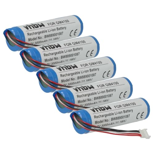 Image of vhbw 5x Battery compatible with Datalogic Gryphon GM4130-WH-433K2, RBP-GM40, GM4400, GM4430 Barcode Scanner POS (3000 mAh, 3.7 V, Li-Ion)