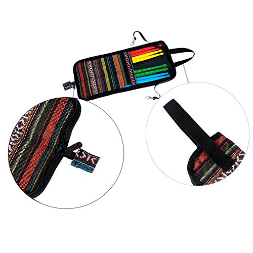 Bolsa de baquetas de bateria, estojo portátil de bastão de bateria para pendurar estilo exótico acessórios de percussão baquetas bolsa de transporte com alça, acessórios para bateria 5 Bolsa de baquetas de bateria, estojo portátil de bastão de bateria para pendurar estilo exótico acessórios de percussão baquetas bolsa de transporte com alça, acessórios para bateria - Imagem 5