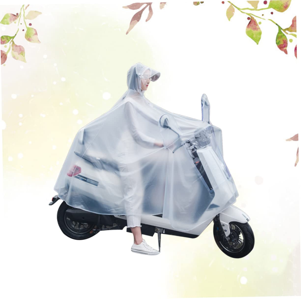 Raincoat Outdoor Donna Adulti Pvc Bianco Xxxxl per Riding | Crystal Frosted Finish, Copertura Collo, Taglio Monopezzo da Indossare Durante L'uso Esterno