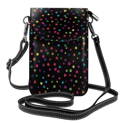 Porte-téléphone pour femmes avec porte-carte et petit sac bandoulière cuir PU imprimé