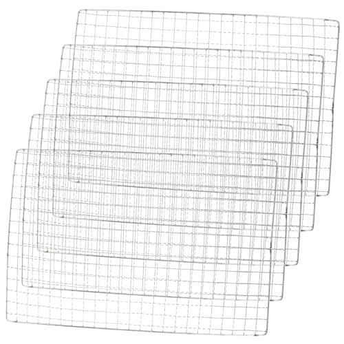 Yardenfun Tapis De Cuisson Barbecue Résistant à La Chaleur 20x30cm pour Grillades Extérieures, Lot De 5 Tapis en Maille Métallique Antidérapants Multifonctions Compatibles Gaz Charbon Électrique