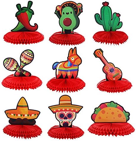 Cinco De Mayo Table Centerpiece - Fiesta Honeycomb Mexican Taco Party Decorations Supplies Ornaments
