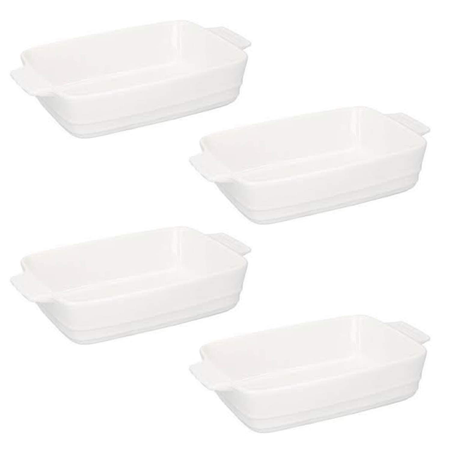 Set of 4 Ceramic 1 litre Handled Rectangular White Oven to Table Baking Roasting Dishes by Q Sharp