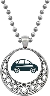 Colar geométrico clássico de carros com contorno verde pingente retrô lua estrelas joias