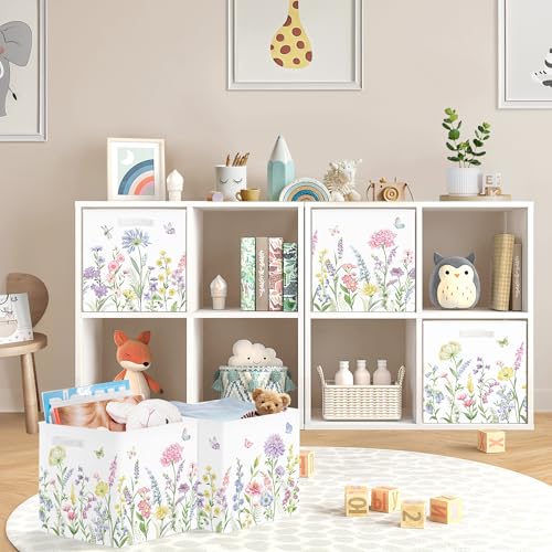 Boîtes de rangement jardin floral coffre à jouets fille papillon fleurs pastel