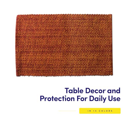 Sweet-Home-Collection-100-Cotton-Placemats-for-Dining-Room-Rectangle-Two-Tone-Woven-Fabric-13-x-19-Soft-Durable-Table-Mat-Set-Set-of-4-Rust Sweet Home Collection 100 Cotton Placemats for Dining Room Rectangle Two Tone Woven Fabric 13 x 19 Soft Durable Table Mat Set Set of 4 Rust
