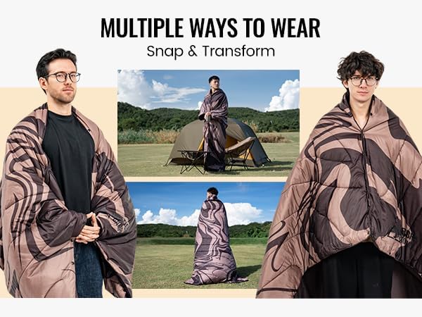 ONETIGRIS Ultralight Camping Blanket, Packable Puffy Quilt Puffy Printed Camping Blanket with Snap Buttons & Corner Loops for Backpacking, Hiking & Travel - Image 4