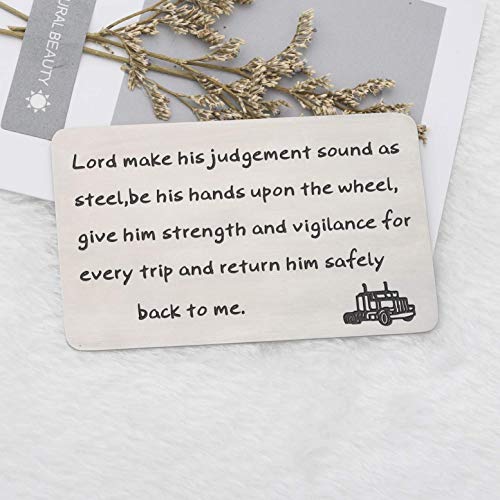 WSNANG Truck Driver Gift Drive Safe Wallet Card for Daddy Husband Trucker Prayer Gift for Truckers Wife Girlfriend (Trucker WC)3
