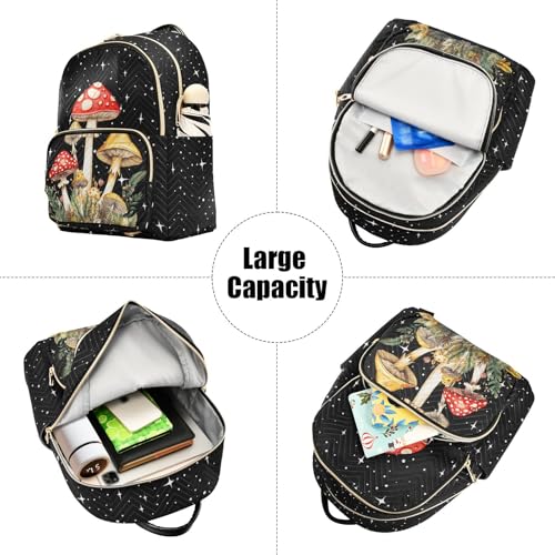 Image of Mushroom Quilted Backpack Purse for Women Fashion Small Backpack M | Shoulder Bag Travel Casual Daypack
