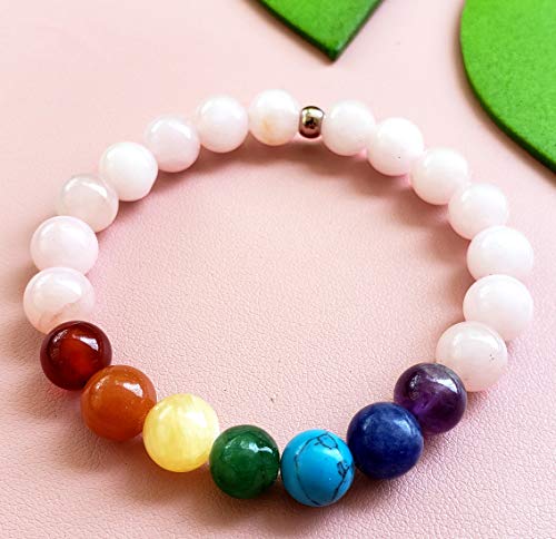 PULSEIRA DE ÓTIMA QUALIDADE FEITA DE QUARTZO ROSA PARA ENERGIZAR OS 7 CHAKRAS