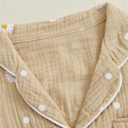 Kaipiclos Baby Girl Clothes Set Toddler Infant Girls Button-down Shirt Top Linen Pants 2PC Daisy Outfits 12 18 24 Month 3T 4T4