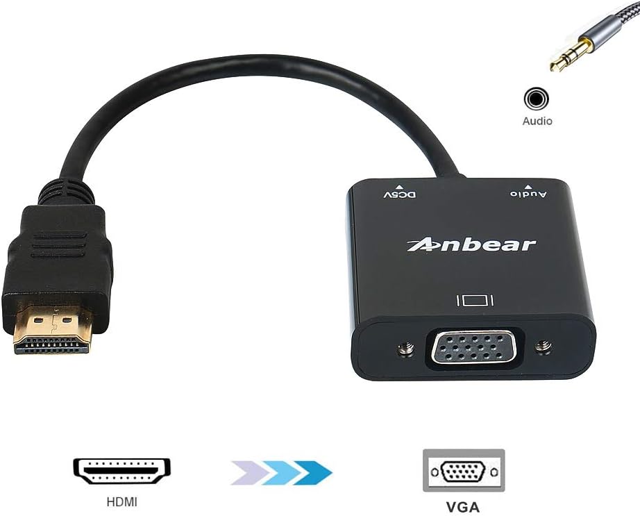 HDMI to VGA Adapter (5 Pack), Gold-Plated, Full HD 1080p, Compatible with Computer, Desktop, Laptop, PC, Monitor, Projector, HDTV, Chromebook, Roku, Xbox and More