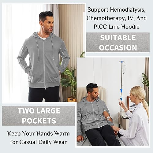 Deyeek Dialysis Sweatshirts with Arm Zipper Jacket Full-Zip Lightweight Hemodialysis Cotton Jacket with Pockets3