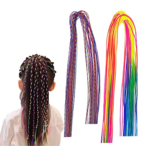 68Pcs Colorful Hair Wrap String for Braided Assorted Gradient Color Hair Rope Band, Multi Rainbow Mixed String Hair Wrap, Fashionable Hair Styling Accessories