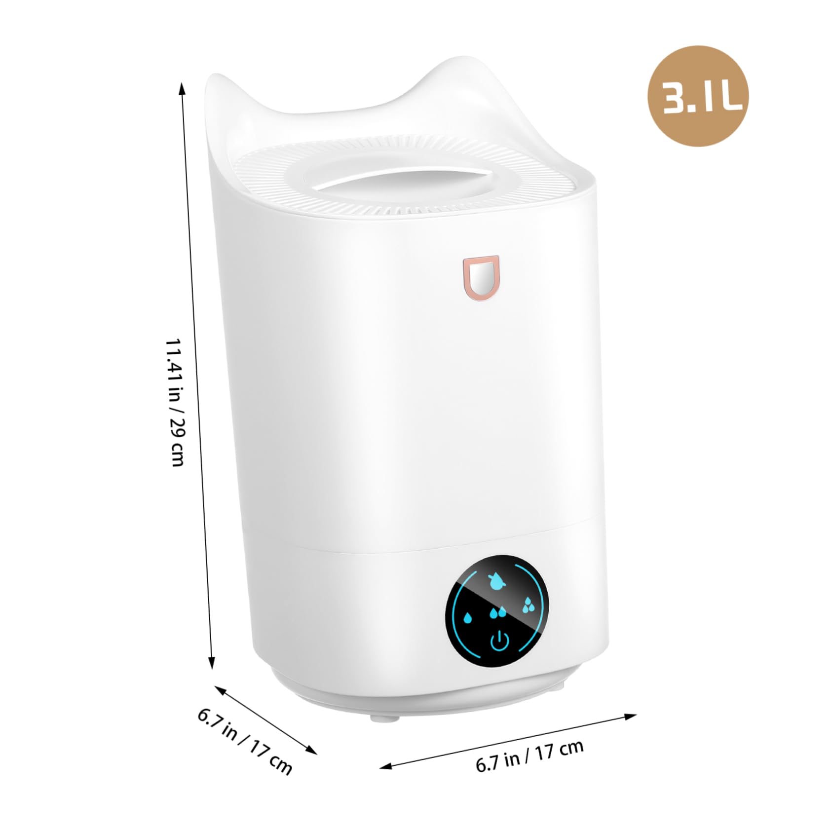 Umidificatore 3.1l Bianco in Plastica per Scrivania e Ufficio | Portatile, Funzionamento Silenzioso, Design Minimalista, Adatto All’uso su Tavolo