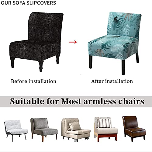 Image of Eco-Ancheng Armless Chair Slipcover Removable Armless Accent Chairs Covers Washable Armless Slipper Chair Slipcover Printed Armless Chair Furniture Protector Covers for Living Dining Room Hotel