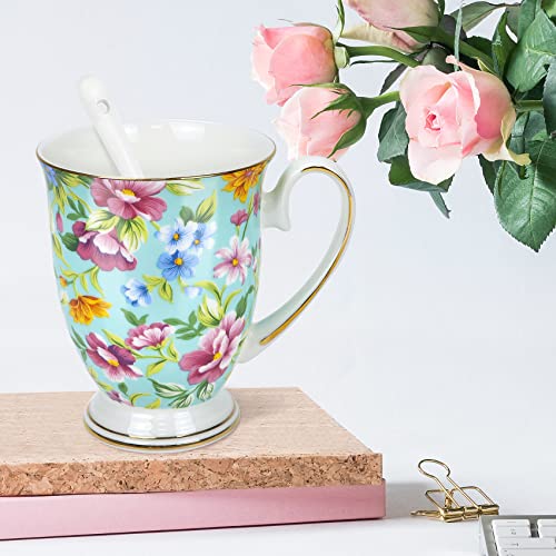 Caneca de porcelana óssea, conjunto de 6, xícara de café da manhã clássica de porcelana de osso, xíc