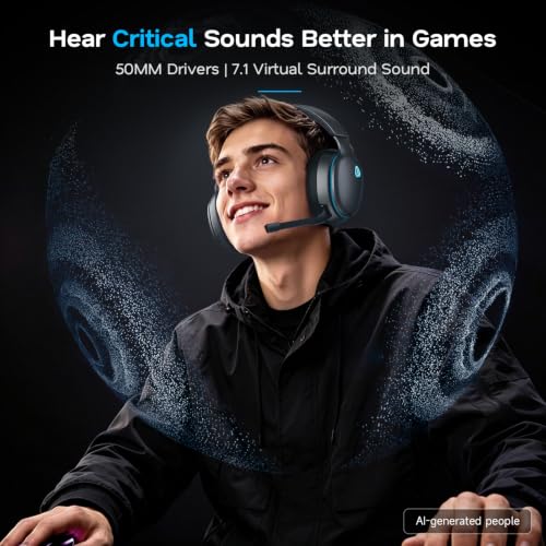 Image of AOC 2.4GHz Wireless Gaming Headset for PS5, PS4, Switch, 45Hr, Space Gray