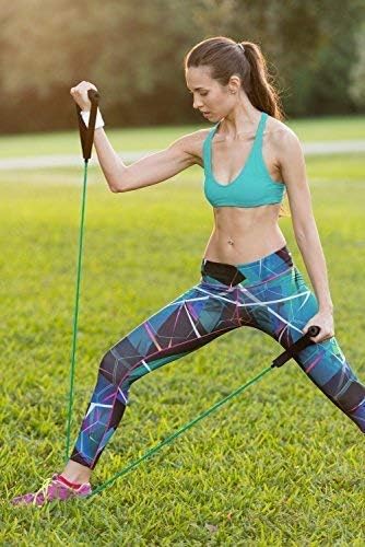 RitFit Single Resistance Exercise Band with Comfortable Handles - Ideal for Physical Therapy, Strength Training, Muscle Toning - Door Anchor and Starter Guide Included