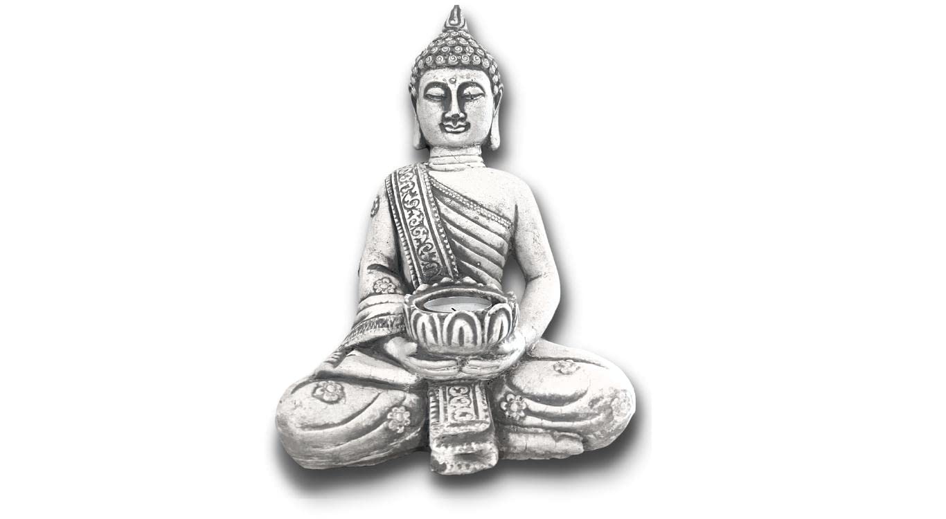 Figurine Bouddha pour bougie chauffe-plat aux finitions sculptées effet pierre