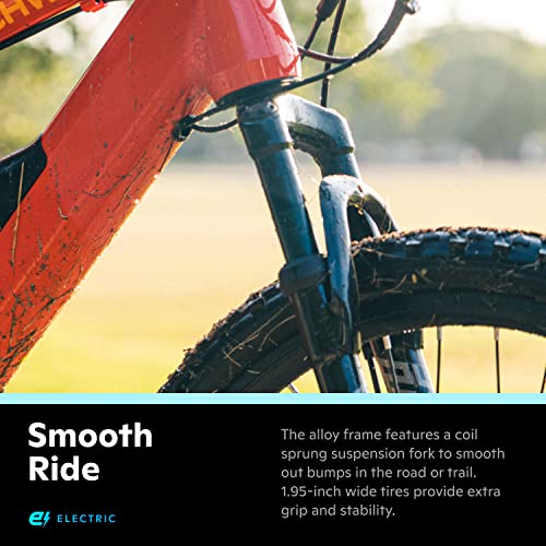 Schwinn Healy Ridge Adult Electric Mountain Bike, 18-Speed Drivetrain, 18-Inch Alloy Frame, 26-Inch Wheels, Red #TOP3