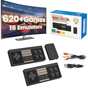 Wireless Retro Video Game Console Handheld Game Consoles with 620 Classic Games, AV Output Plug and Play Video Game Stick Classic Games System with Dual 2.4g Wireless Controller Gamepad