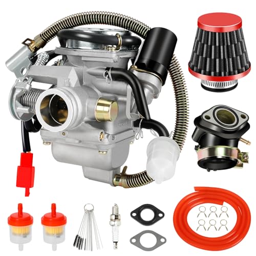 XIKOBY GY6 150cc Carburetor Kit Compatible with GY6 125cc 152QMJ 157QMJ 4 Stroke Engine PD24J Carburetor Carb 150cc for ATV Quad 4 Wheeler Motorcycle Chinese Scooter Go Kart Moped Performance Part