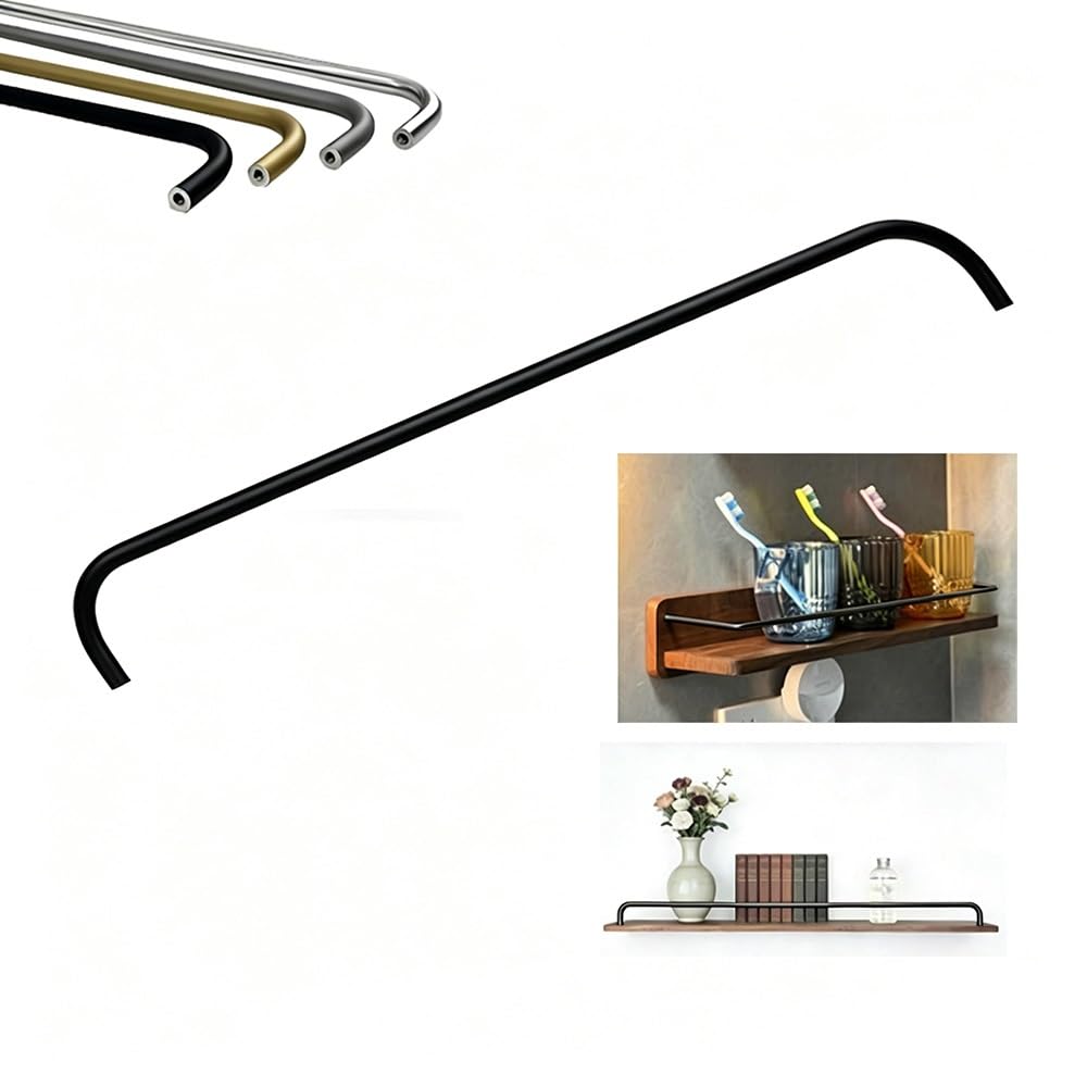 SVBVRFEEW Aluminum Rail Shoe Rack Guardrail Round Tube Shelf Railing Tipping Gallery Rails Set with Screws Shelves Guard Fence Customizable(Black,38in/96.5cm)