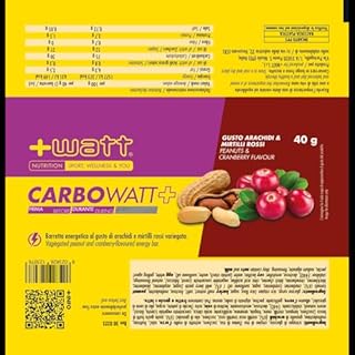 Carbowatt+ Barretta Energetica a Base di Carboidrati con Maltodestrine e Fruttosio - Barretta ad Azione Pro-energetica per il Breve e Lungo Termine - Gusto Arachidi - Box 20 pezzi 40g
