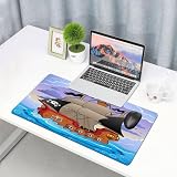 QRFASFZO Alfombrilla Raton Ordenador Grande Gaming Mouse Pad 75x40 cm,Funda de Almohada, Funda de cojín con Estampados, Pirata, Misterioso mar agitado,Lavable,Base de Caucho para Gamer, PC y Portátil