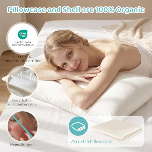 Image of Adjustable Organic Pillow 20x30 with Organic Cotton Pillowcase &Shell