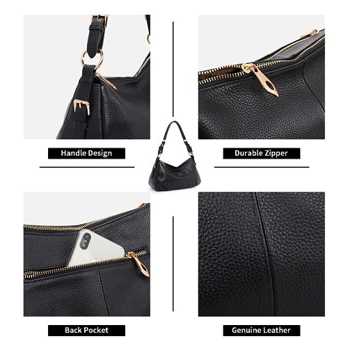 Kattee Soft Leather Hobo Handbags for Women, Genuine Top Handle Bags Vintage Shoulder Purses