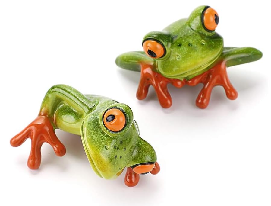 Décorations de moniteur grenouille en résine verte pour PC