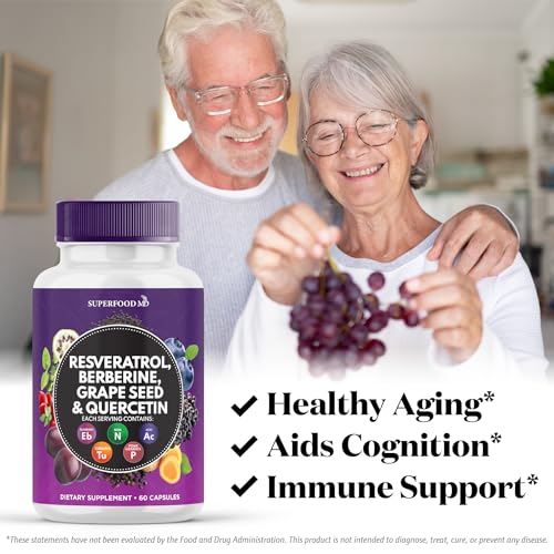 resveratrol berberine grape seed extract quercetin - polyphenol supplement with noni extract n-acetyl cysteine acai extract - made in the usa - 120 capsules