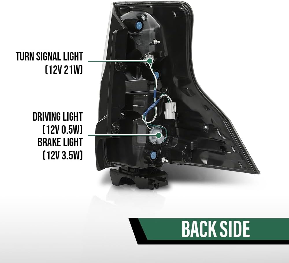 GRAND ORANGE Rear Light Driver Left Side Compatible with LX GX460 2014-2023 8156160B11, LX2818116 Tail Lamp Assembly Taillight Black