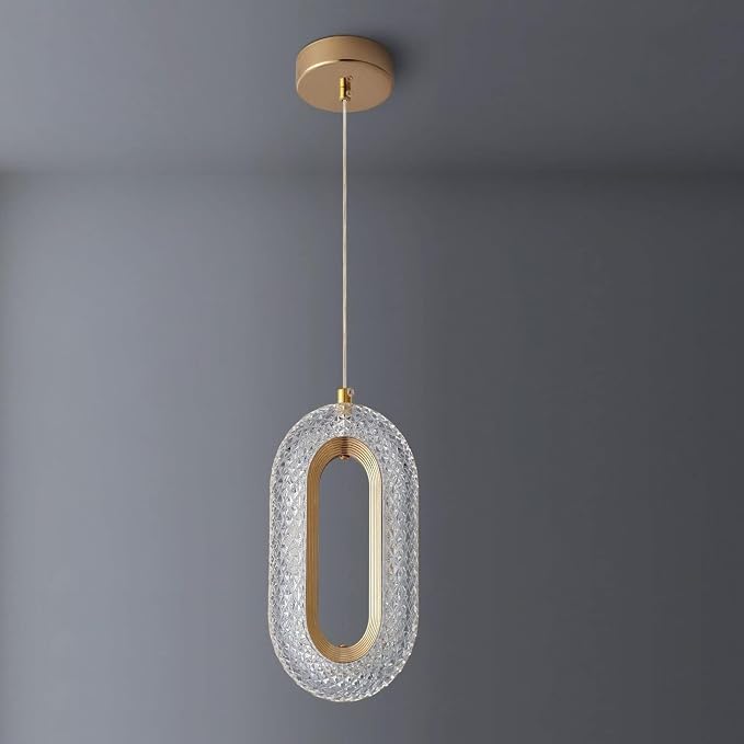 blissbells Oval Shape Modern Style Led Glossy Crystal Gold Creative Led Pendant Lamp/Hanging Lamp/Ceiling Light Pack of 1 Warm White