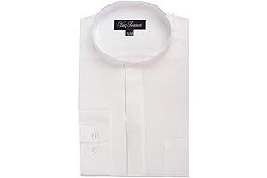 Men's Regular Fit Long Sleeve Banded Collar Solid Dress Shirt AC201