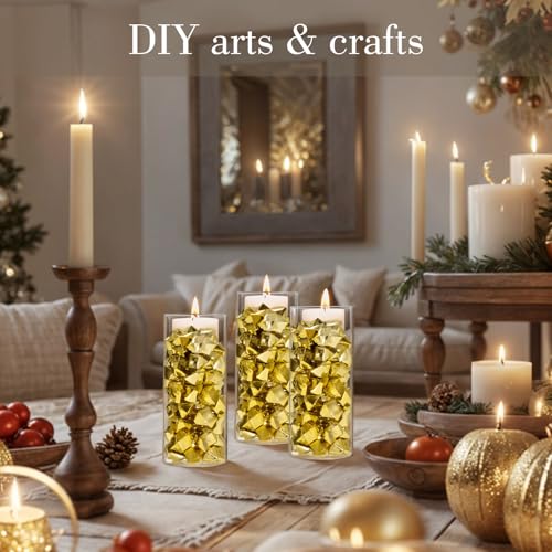 image for DomeStar 150PCS Fake Gold Ice, Acrylic Ice Fake Plastic Gold Nuggets R