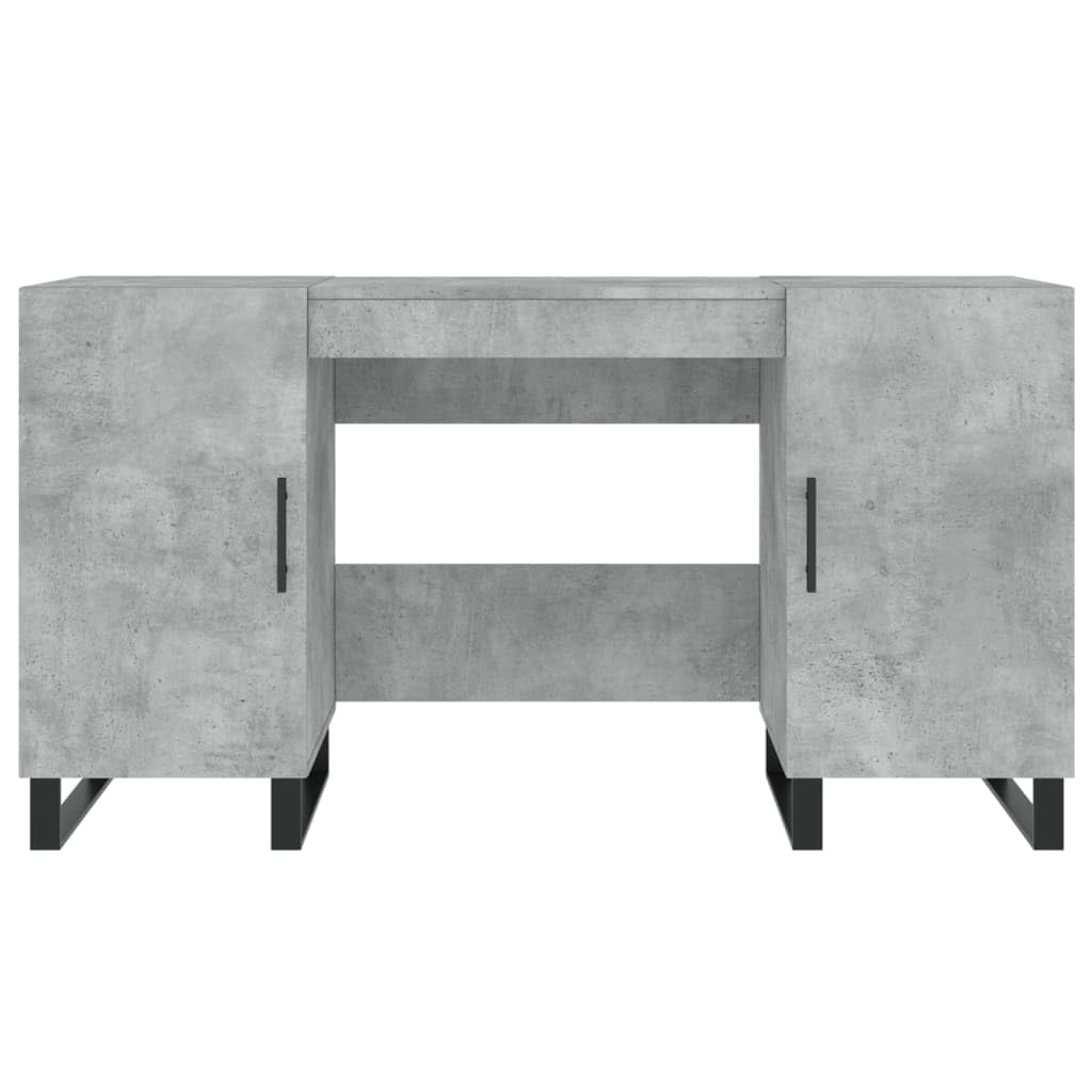 Biurko betonowe szare z materiału drewnopochodnego, 140 x 50 x 75 cm, z miejscem do przechowywania i regałem do domu, biura, komputera, laptopa, gier, biura i pokoju młodzieżowego, stabilny