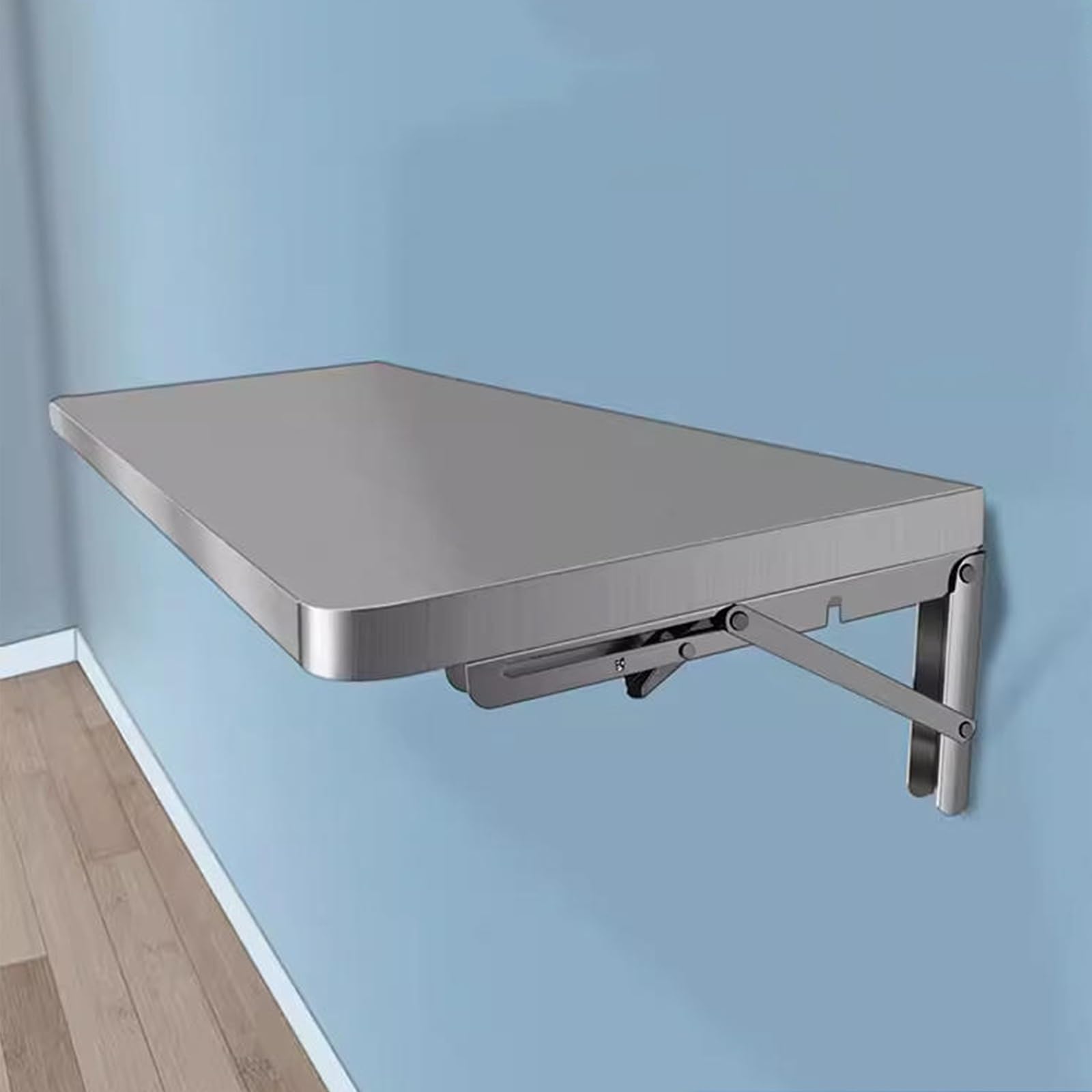 GHFXSCV Stainless Steel Wall-Mounted Folding Table 120x40cm 304 Steel Desktop Space-Saving Hanging Desk for Studyand Stylish Wall Table.