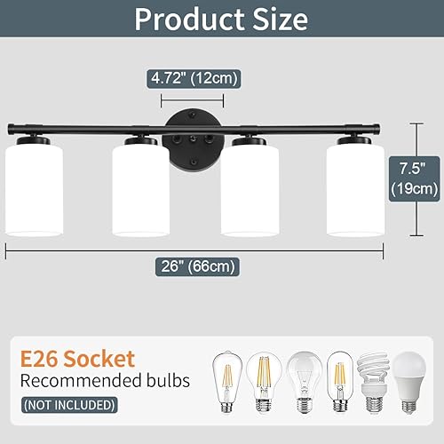 Miniatura 10 de Lámparas de tocador de baño sobre espejo, 3 luces de níquel cepillado, lámparas de tocador plateadas con pantallas de vidrio esmerilado blanco