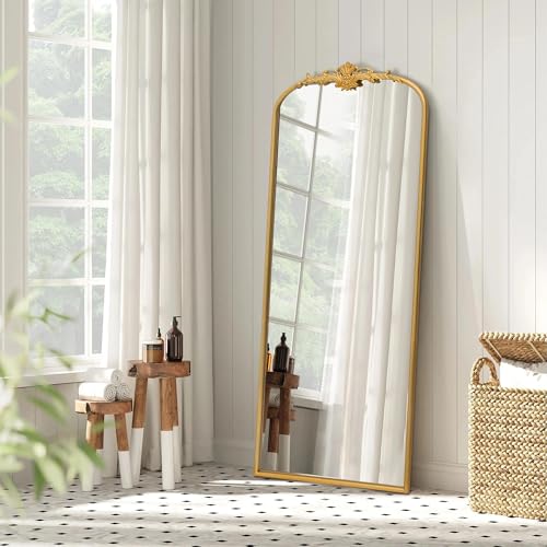 Besdomus Antique Full Length Mirror: 21"x56" French Gleaming Gold Arched