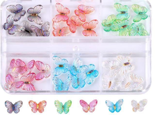 NPAH Nail Decoration Kit, Nail Art 3D Nail Charms, Jewelry Chain, 3D Bow milers, Butterfly Nail Bow Set All in One Nail Decoration Kit for Salon Home DIY (bow butter fly, 1)-image-3