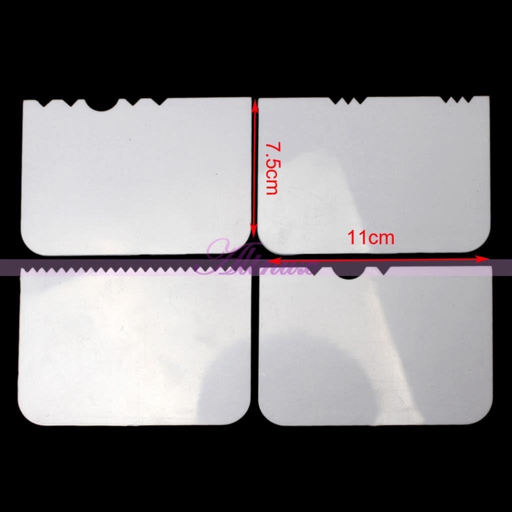 Generic 4Pcs/Set Plastic Patterned Edge Side Scrapers Fondant Sugarcraft Cake Decorating Sets (White)