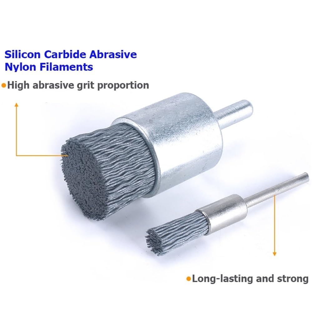 Accessori per trapano con spazzola metallica, Spazzola a tazza in nylon con filo di acciaio al carbonio abrasivo, carburo silicio, sbavatura pulita, multidimensione(20mm*500)