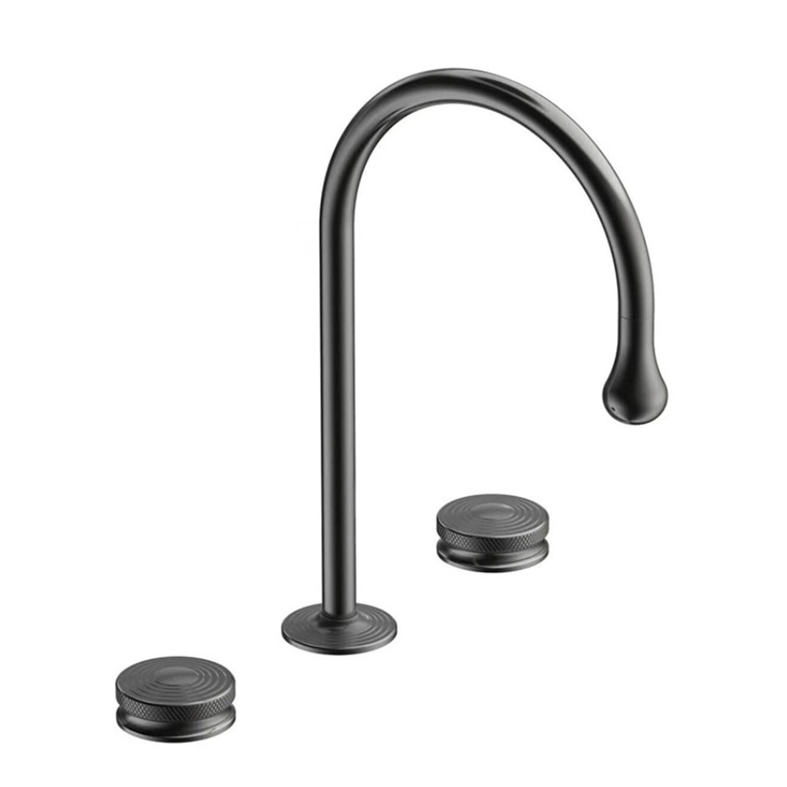 Robinet mitigeur de lavabo trois trous robinet d'évier noir or rose 8" chaud froid