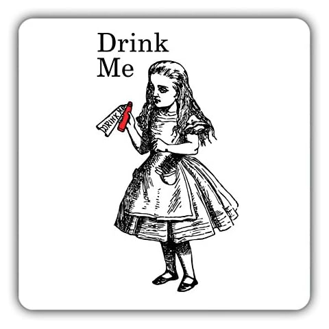 British Library Alice in Wonderland Wooden Coaster with Alice Drink Me Design Cover