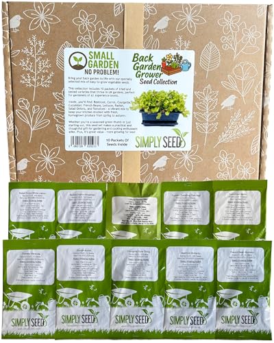 Simply Seed Back Garden Grower Collection – 10 Easy-Grow Vegetable Varieties for Productive Home Gardens. Includes Beans, Beetroot, Tomatoes, Carrot, Radish, Lettuce, Cucumber & More